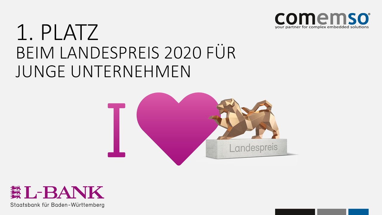 comemso GmbH | Landespreis-Gewinner 2020 für junge Unternehmen der L-Bank.